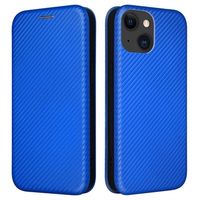 iPhone 15 Flip Hoesje - Koolstofvezel - Blauw