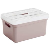 Sunware Opbergbox/mand - oud roze - 5 liter - met deksel hout kleur - Opbergbox - thumbnail
