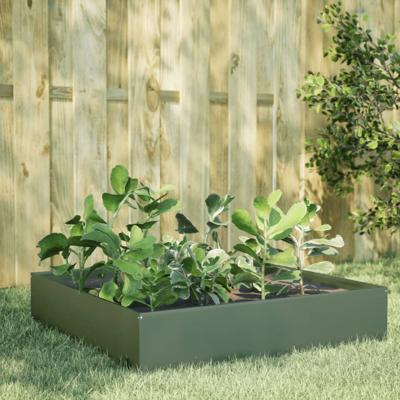 Plantenbak verhoogd 100x100x33,5 cm staal olijfgroen