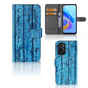 OPPO A76 | A96 Book Style Case Wood Blue