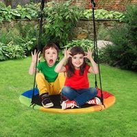 φ100cm Vliegende Nestschommeling Reuze Ronde Schommeling met Staal Frame & Regelbare Touw Gebruik Binnen/Buiten Veelkleurig