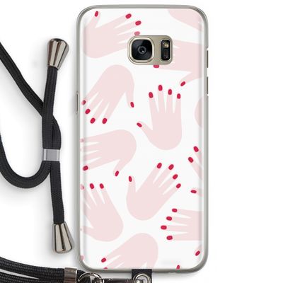 Hands pink: Samsung Galaxy S7 Edge Transparant Hoesje met koord
