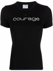 Courrèges t-shirt à slogan Courage imprimé - Noir