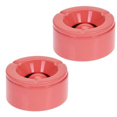 6x Koraal rode storm/terras asbakken 12 cm