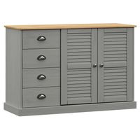 The Living Store VIGO Dressoir - 113 x 40 x 75 cm - Massief grenenhout - Grijs