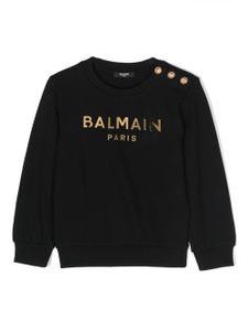 Balmain Kids sweat en coton à logo imprimé - Noir