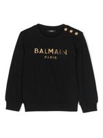 Balmain Kids sweat en coton à logo imprimé - Noir - thumbnail