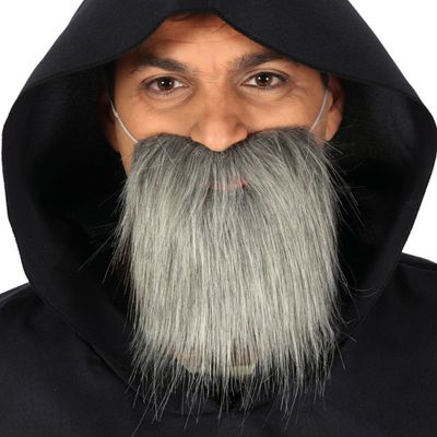 Carnaval/verkleed accessoires baard - half lang - grijs - aan elastiek