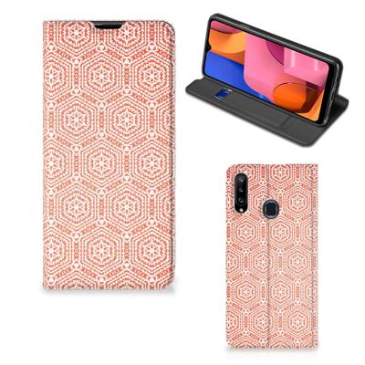 Samsung Galaxy A20s | Hoesje met Magneet | Pattern Orange