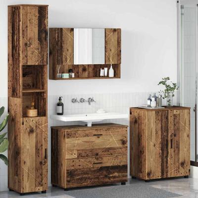 Badkamermeubelset 4 pcs Oud hout 30 x 35 x 192 cm Bewerkt hout