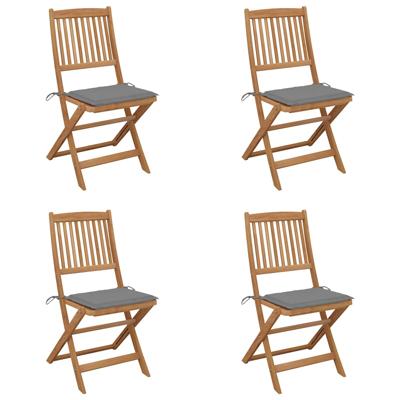 Tuinstoelen 4 st inklapbaar met kussens massief acaciahout