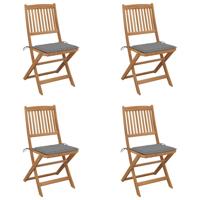 Tuinstoelen 4 st inklapbaar met kussens massief acaciahout