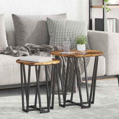 Bijzettafelset 2 pcs Gerookte eik en Zwart 50 x 50 x 50.5 cm