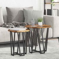 Bijzettafelset 2 pcs Gerookte eik en Zwart 50 x 50 x 50.5 cm