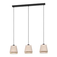 Eglo 3-lichts hanglamp Tabley linnen met rotan 43976