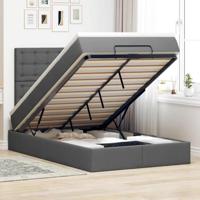 Ottoman bed met matras en LED's 120x200cm stof donkergrijs