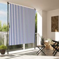 VidaXL Rolgordijn voor buiten 150x270 cm stof en staal blauw en wit - thumbnail