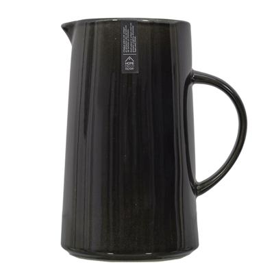Home Deco Factory Schenkkan water/wijn karaf Arenka - keramiek - zwart - 1500 ml - 11 x 21 cm