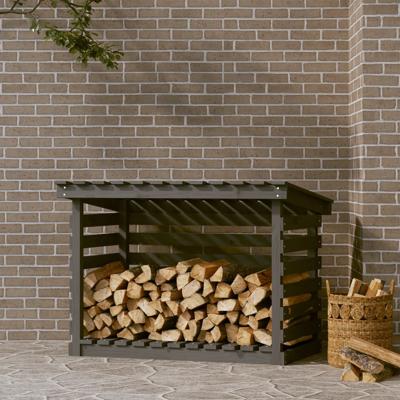 Haardhoutrek 108x73x79 cm massief grenenhout grijs