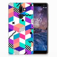Nokia 7 Plus | TPU Hoesje | Blokken Kleurrijk