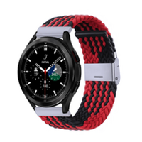 Braided nylon bandje - Rood / zwart - Samsung Galaxy Watch 4 Classic - 42mm / 46mm - thumbnail