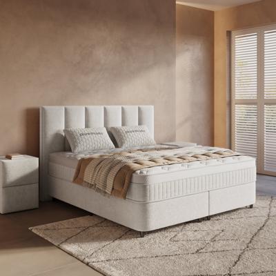 2-Persoons Boxspring Met Opbergruimte - Linea - Beige 180x200 Cm - Pocketveringen - Inclusief Topper - Dekbed-Discounter.nl