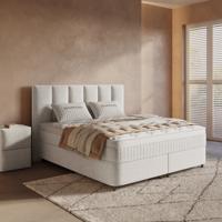 2-Persoons Boxspring Met Opbergruimte - Linea - Beige 180x200 Cm - Pocketveringen - Inclusief Topper - Dekbed-Discounter.nl