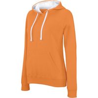 Oranje/witte sweater/trui hoodie voor dames 2XL (44/56)  - - thumbnail