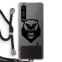 Angry Bear (black): Sony Xperia 1 III Transparant Hoesje met koord