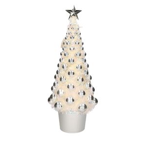 Complete kerstboom met ballen en lichtjes zilver 60 cm