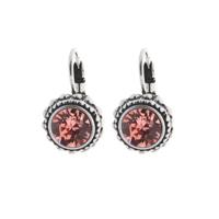 Biba Hang Oorbellen met Klaphaak en Swarovski Steentje Rose Peach