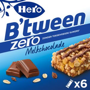 Tussendoortje Hero B&apos;tween melkchocolade zero 6pack reep 20gr