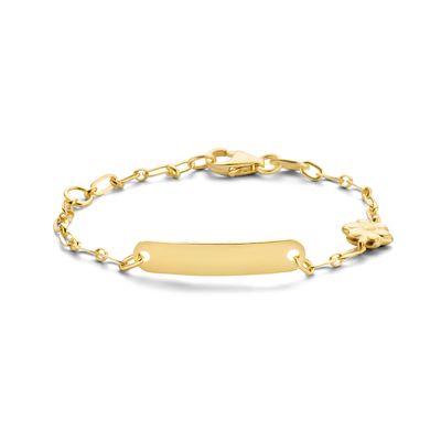 Armband Graveerplaat Bloem geelgoud 4 mm