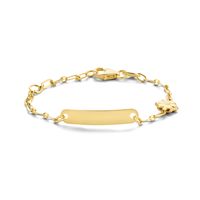 Armband Graveerplaat Bloem geelgoud 4 mm