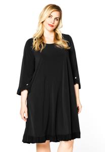 Yoek Dress ruffled button sleeve | Zwart | Maat 42/44