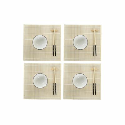Sushi set DKD Home Decor Bamboe Keramiek Wit Orientaals 14,5 x 14,5 x 31 cm (16 Onderdelen)