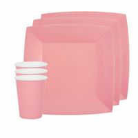 Santex 10x wegwerp bordjes en bekertjes - roze   -