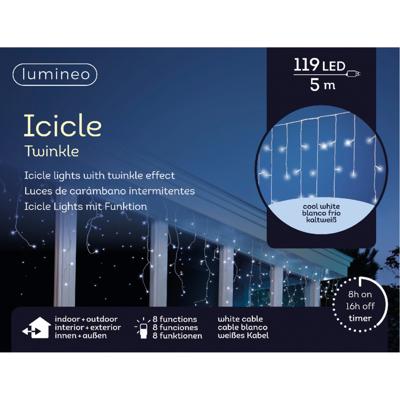 Lumineo IJspegel verlichting - 119 led lampjes - koel wit - 500 cm - 8 knipperfuncties