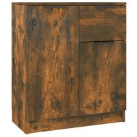 The Living Store Dressoir Gerookt Eiken - 60x30x70cm - Met 2 Deuren en 1 Lade - thumbnail