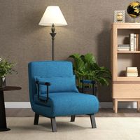 4-in-1 Slaapstoel Inklapbaar Slaapbank met 5 Standen Verstelbare Rugleuning Bankbed Blauw