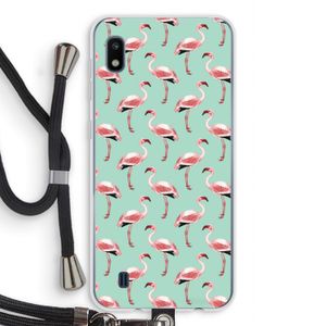 Flamingoprint groen: Samsung Galaxy A10 Transparant Hoesje met koord