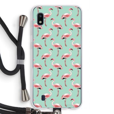 Flamingoprint groen: Samsung Galaxy A10 Transparant Hoesje met koord