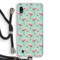 Flamingoprint groen: Samsung Galaxy A10 Transparant Hoesje met koord