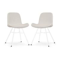 Nolon Noa-Fé Eetkamerstoelen Set van 2 - Rib Crème - Witte Poten