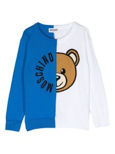 Moschino Kids pull colour block à logo intarsia - Bleu