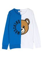 Moschino Kids pull colour block à logo intarsia - Bleu - thumbnail