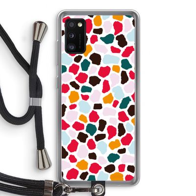 Colored Giraffe: Samsung Galaxy A41 Transparant Hoesje met koord