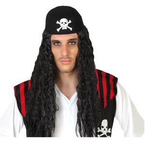 Verkleedpruik piraat William - Caribische piraten outfit - zwart - lang haar