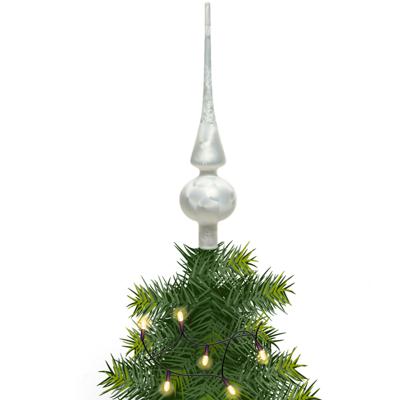 Decoris Kerst piek - 1x - wit ijslak - 26 cm - glas - mat - kerstboompiek