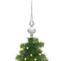 Decoris Kerst piek - 1x - wit ijslak - 26 cm - glas - mat - kerstboompiek